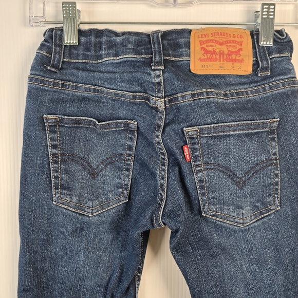 Levi's 511 Slim Girls/Boys Dark Blue Straight Jeans Size 8 24x22 Stretchy - Picture 4 of 10
